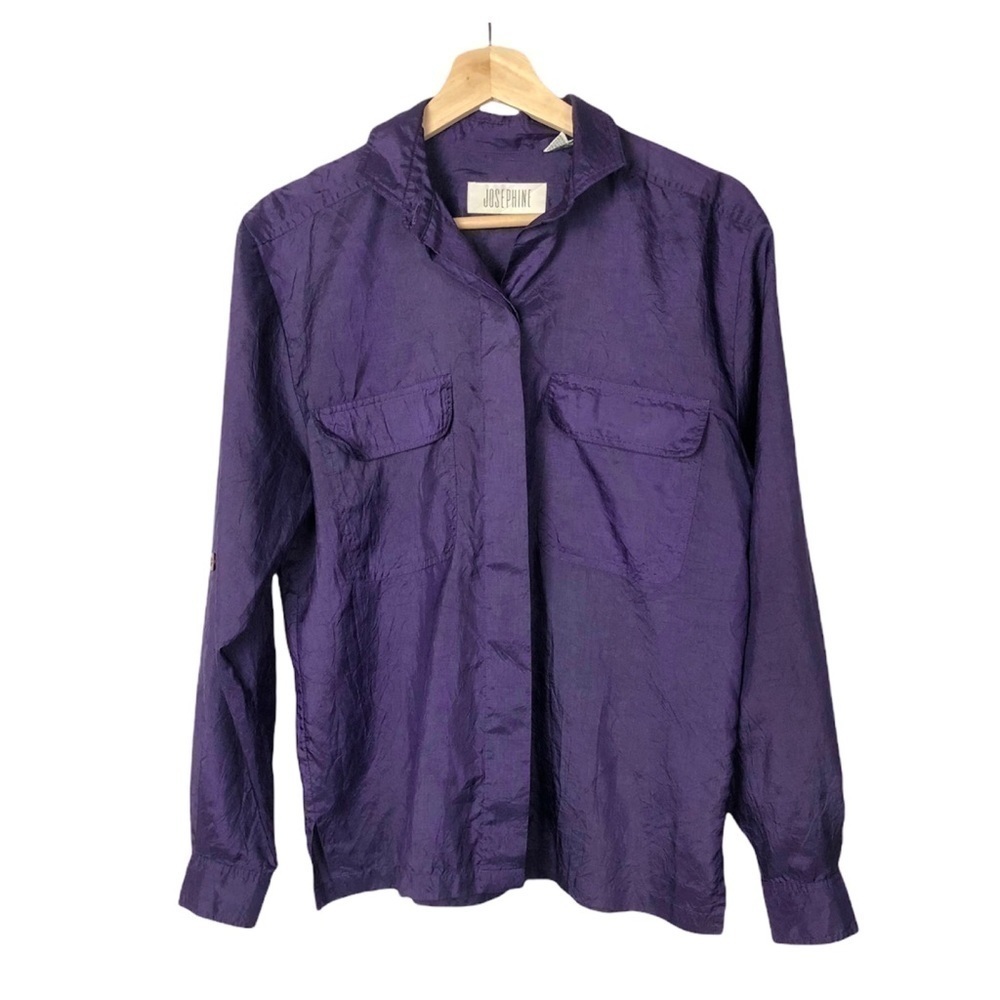 Vintage Josephine Purple Satin Long Sleeve Button Down‎ 6